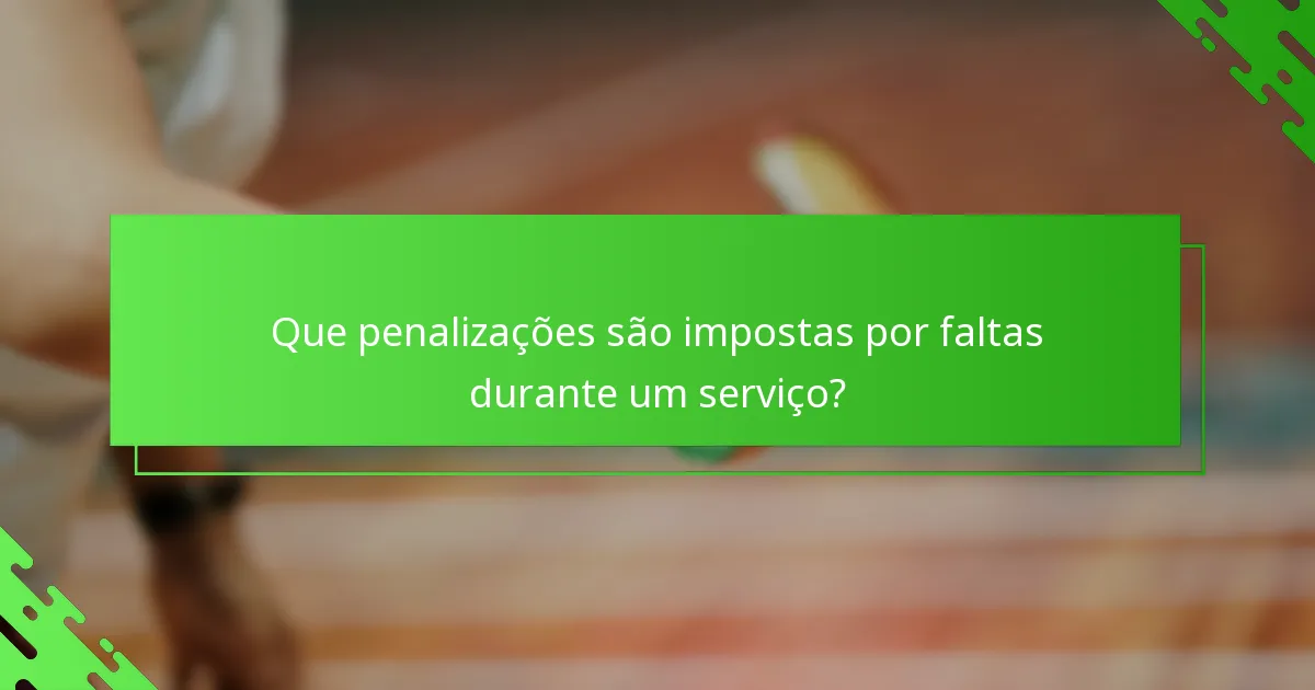 Que penalizações são impostas por faltas durante um serviço?